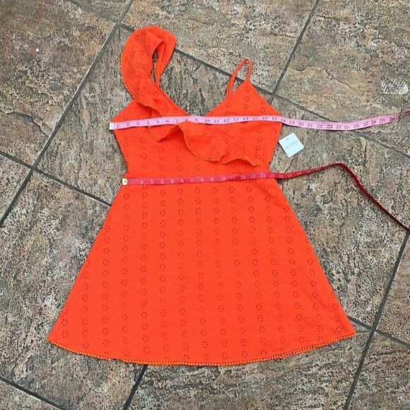 Lady Vox Size Large Coral Eyelet Lined Summer Dress Adjustable Spaghetti Straps - Picture 10 of 10